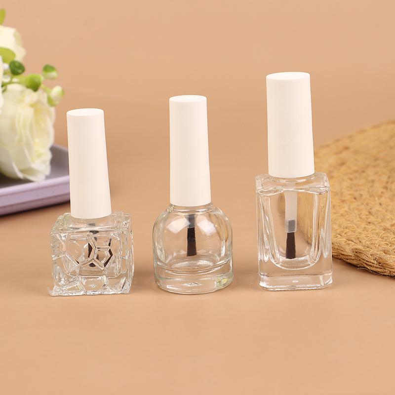 10/15 мл Пустая прозрачная стеклянная бутылочка для лака для ногтей Пустая с крышкой и кисточкой Косметические контейнеры Стеклянные бутылочки для ногтей с кисточкой
