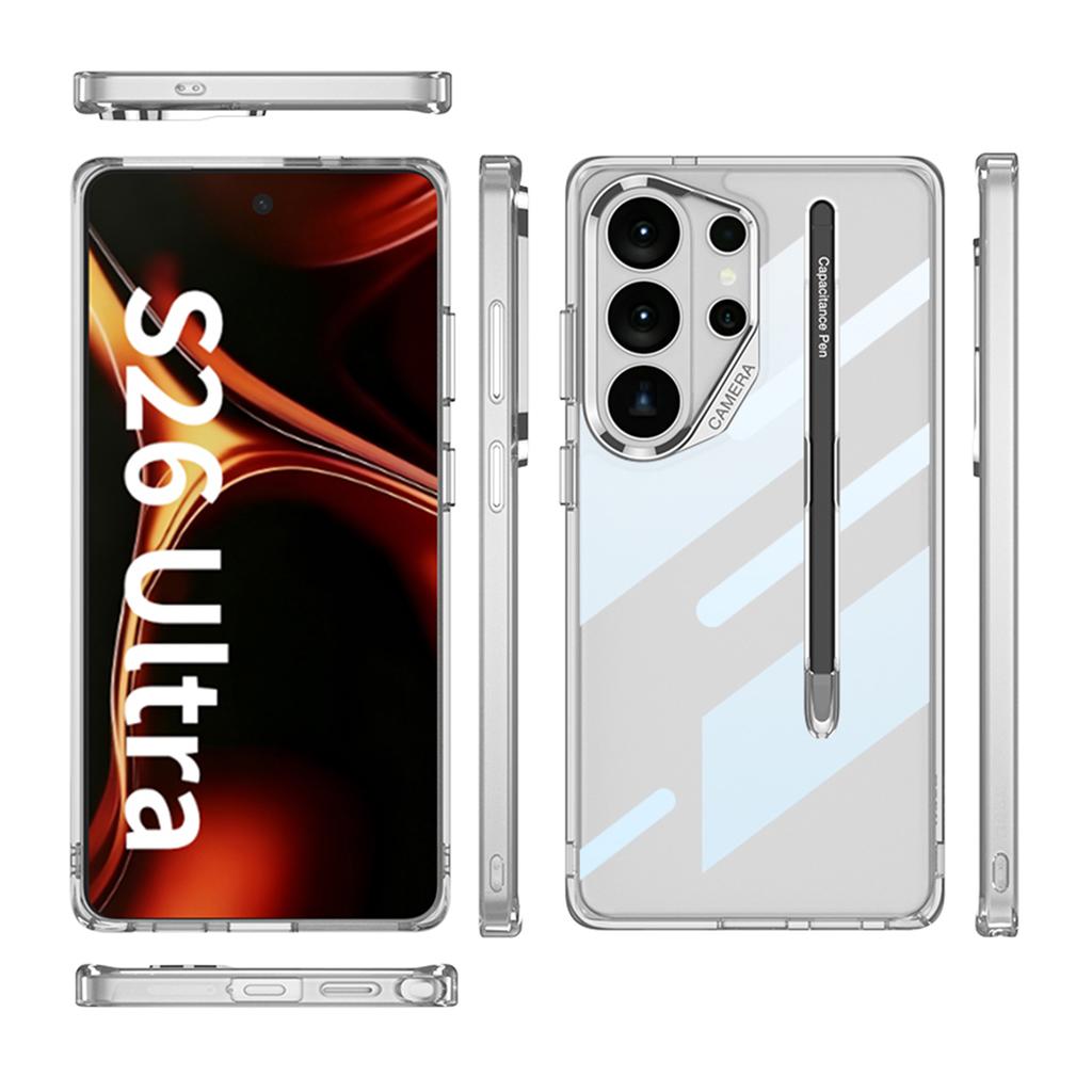 Чехол GKK для Samsung Galaxy S26 Ultra, прозрачный, из ТПУ+ПК, противоударный, с держателем для стилуса