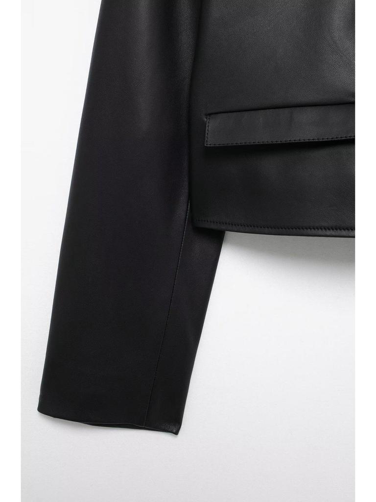 Весна 2025 Женский стильный европейский и американский комплект из короткой кожаной куртки и юбки