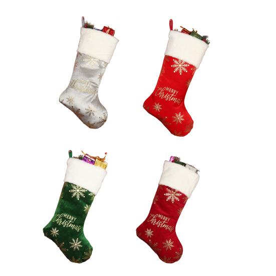 Christmas Stocking 19" Large Xmas Stocking with Plush Faux Fur Cuff for Stairs Fireplace Hanging Holiday Home Decor