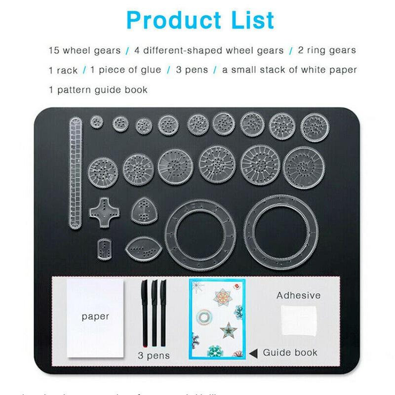 27 Pcs Tin Draw Drawing Art Original Spirograph Design Set Craft Create Kids Toy