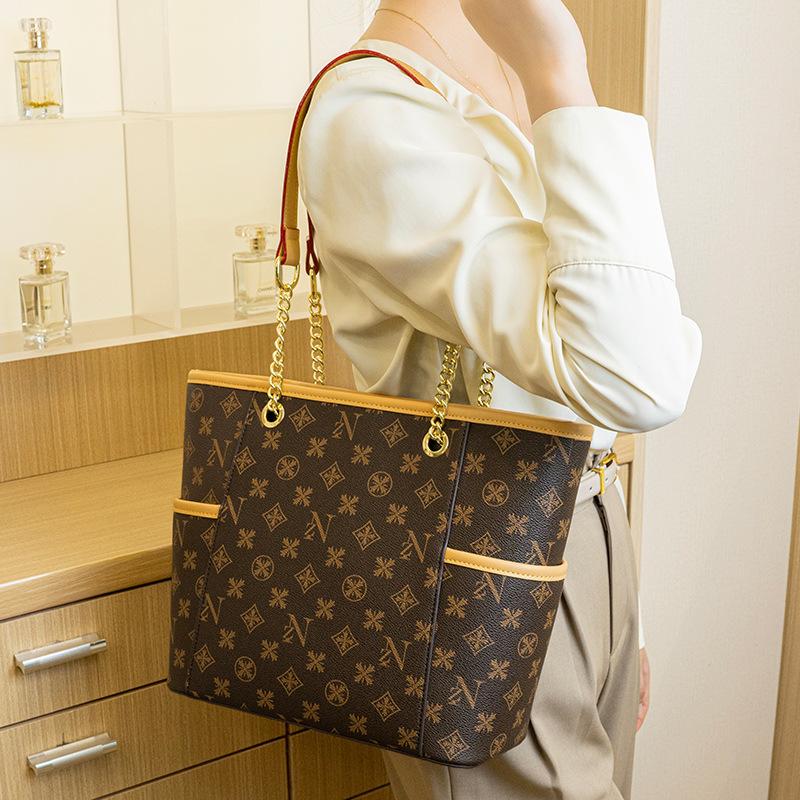 Женская сумка-шоппер Commuter, большая вместимость, модная и универсальная, с принтом, сумка-тоут в стиле ретро с цепочкой под мышкой