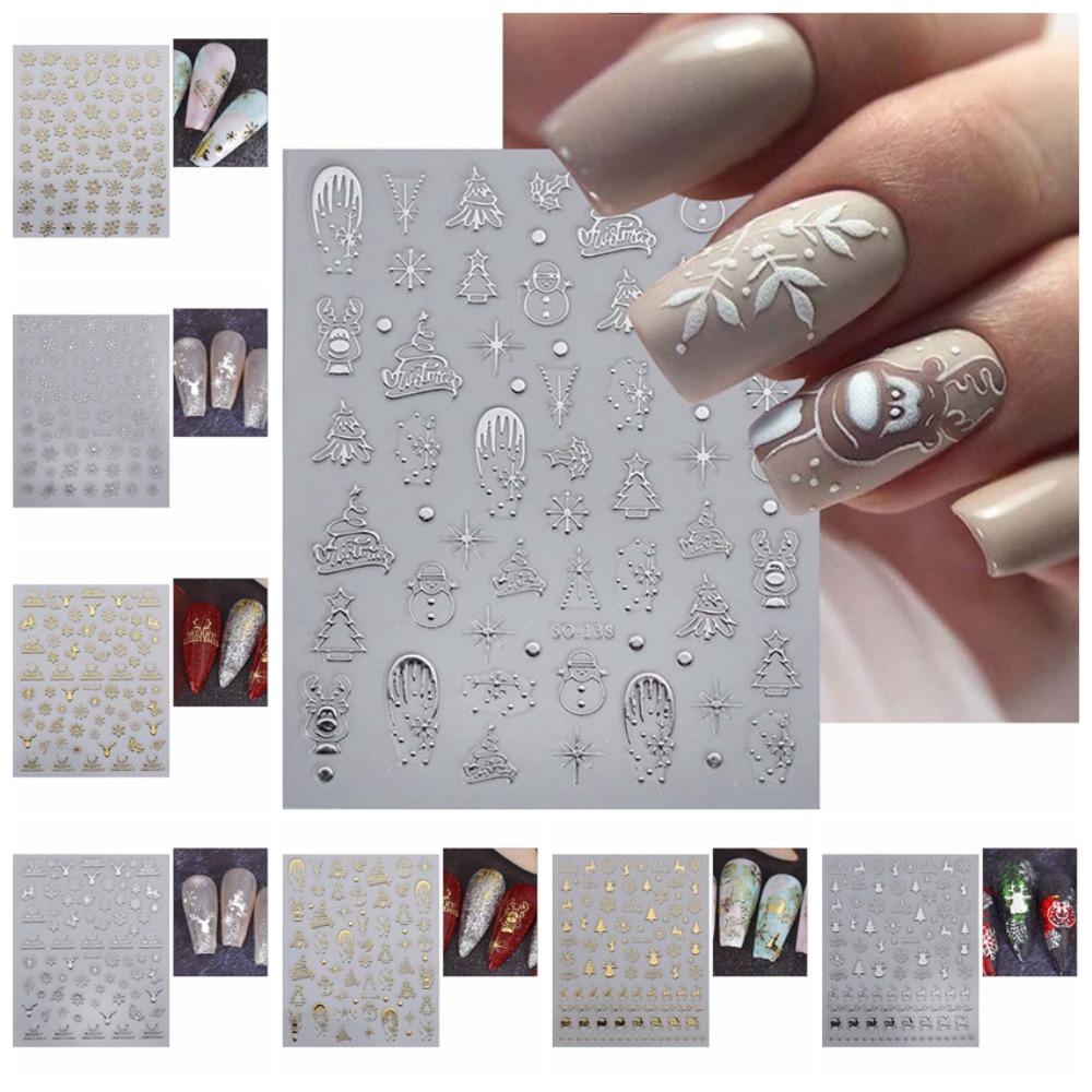 Manicure Ornaments Christmas Bronzing Nail Stickers Christmas Bronzing Nail Decals  Girls