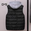 Men Waistcoat Hooded Drawstring Sleeveless Vest Coat with Pockets Zipper Closure Warm Comfortable Down Waistcoat