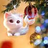 Cat Christmas Ornament Acrylic Hanging Decoration Car Mirror Charm Cute Kitty Car Accessories for Tree Bag Keychain