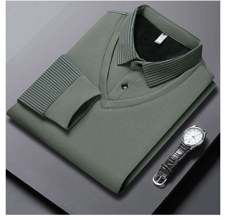 Мужская высококачественная поло с длинным рукавом в полоску, стиль business casual, для весны и осени