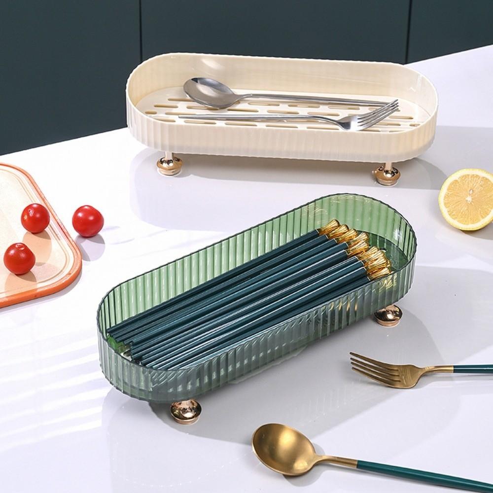 Transparent Finish Bathroom Vanity Tray Anti-Slip Base Desktop Storage Box Dresser Use