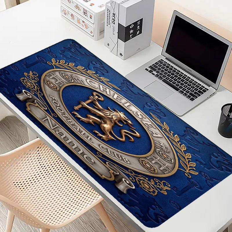 Custom Name Personalized Chelsea Football Club Pattern Mousepad, Laptop PC Desk Mat, Decorative Desk Mat for Home Keyboard Pad Gift