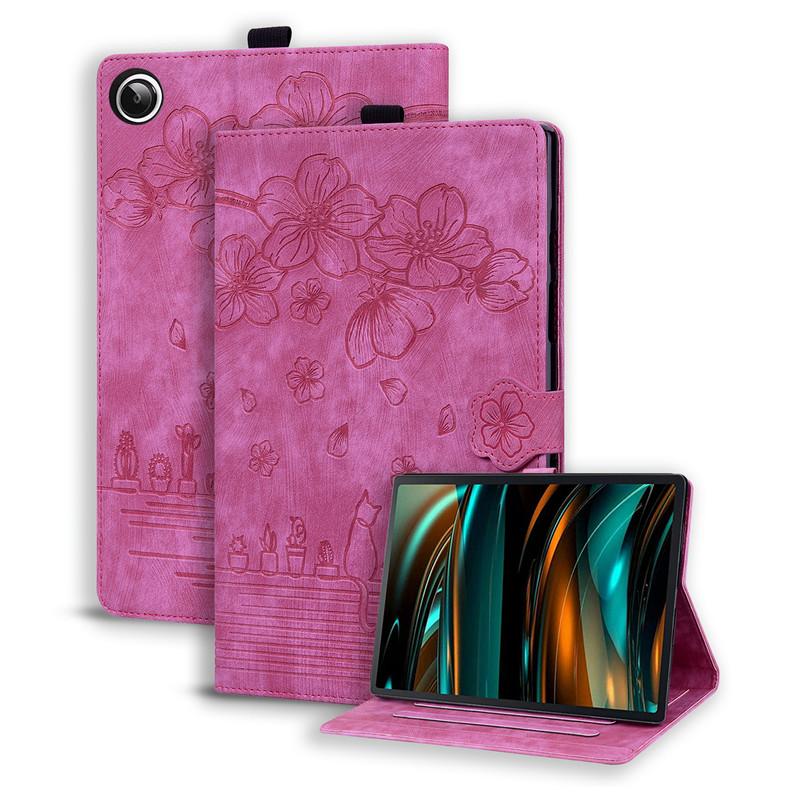 Чехол для Samsung Galaxy Tab A9 Plus 11 дюймов 2023 чехол с тиснением 3D Flower Cat Wallet Stand Cover для Galaxy Tab A9 Plus чехол Funda