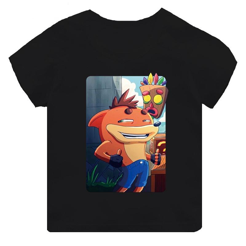 Game Crash Bandicoot Print Cartoon Black New Sleeves Men Women Tee Adults Children Boy Gril Top Kids Parent Child Cotton Tshirt