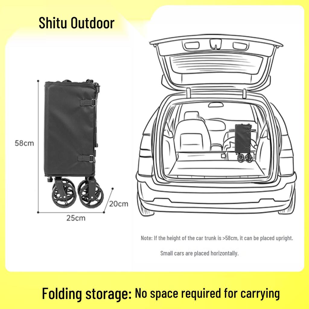 Ultra-Light Folding Portable RV Cart with Detachable Wheels for Outdoor Picnic and Shopping