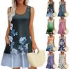 Summer Dresses For Women Beach Boho Sleeveless Printing Flowy Pocket Tshirt Tank Sundresses