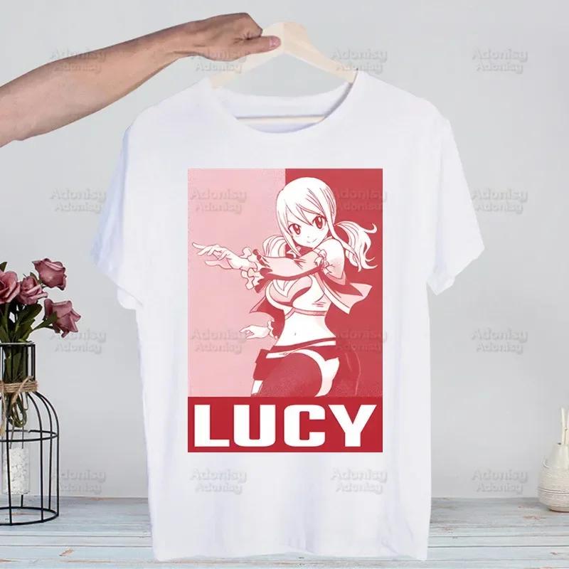 Anime Fairy Tail Natsu Dragneel Lucy T-shirts Summer Men/Women Hip Hop Funny Tshirt Streetwear T Shirt Short Sleeve Tee Top