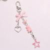 Goth Y2K Phone Charm Bow Keychain Pendant Kawaii Key Chain Bag For Girls Women Guitar Strap Lanyard Beaded Keychain Pendant