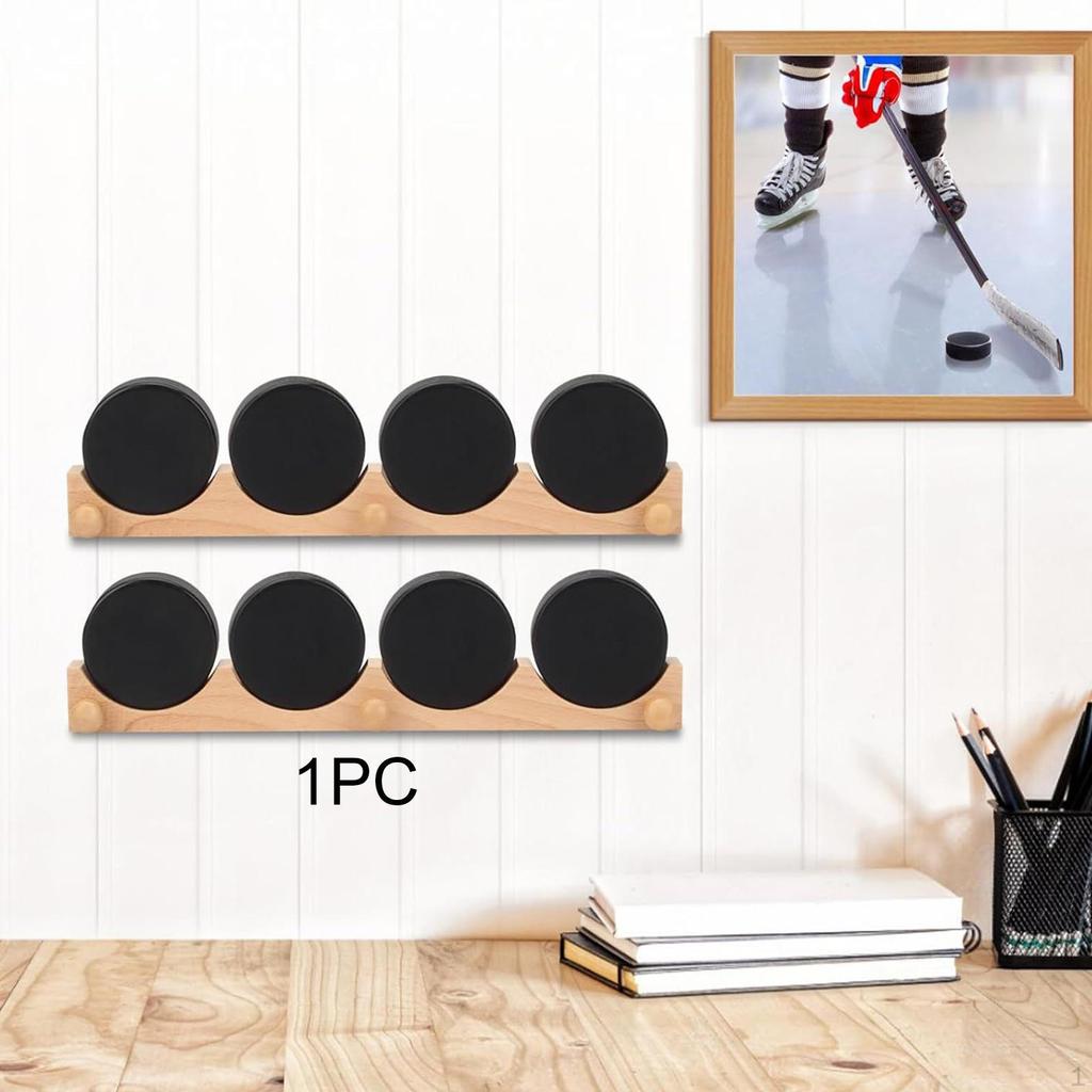 Hockey Puck Display Stand with Hooks Wall Mount Holder for Player Team Game Room