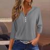 Женская футболка с принтом на пуговицах, рукав 3/4, вязаный свитер, повседневный, модный, на выходные, базовый, с V-образным вырезом, обычный топ