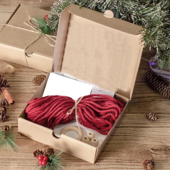 Yousheng Cotton Rope Christmas Hanging Ornament Bohemia Hand Woven Wall Hanging Decoration with Wood Beads for Christmas Home Door