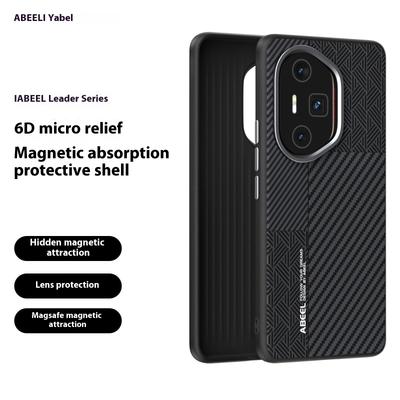 ABEEL Чехол для Honor 300 Ultra PC+ТПУ+Алюминиевый сплав+ПУ кожа Чехол для телефона Совместим с MagSafe