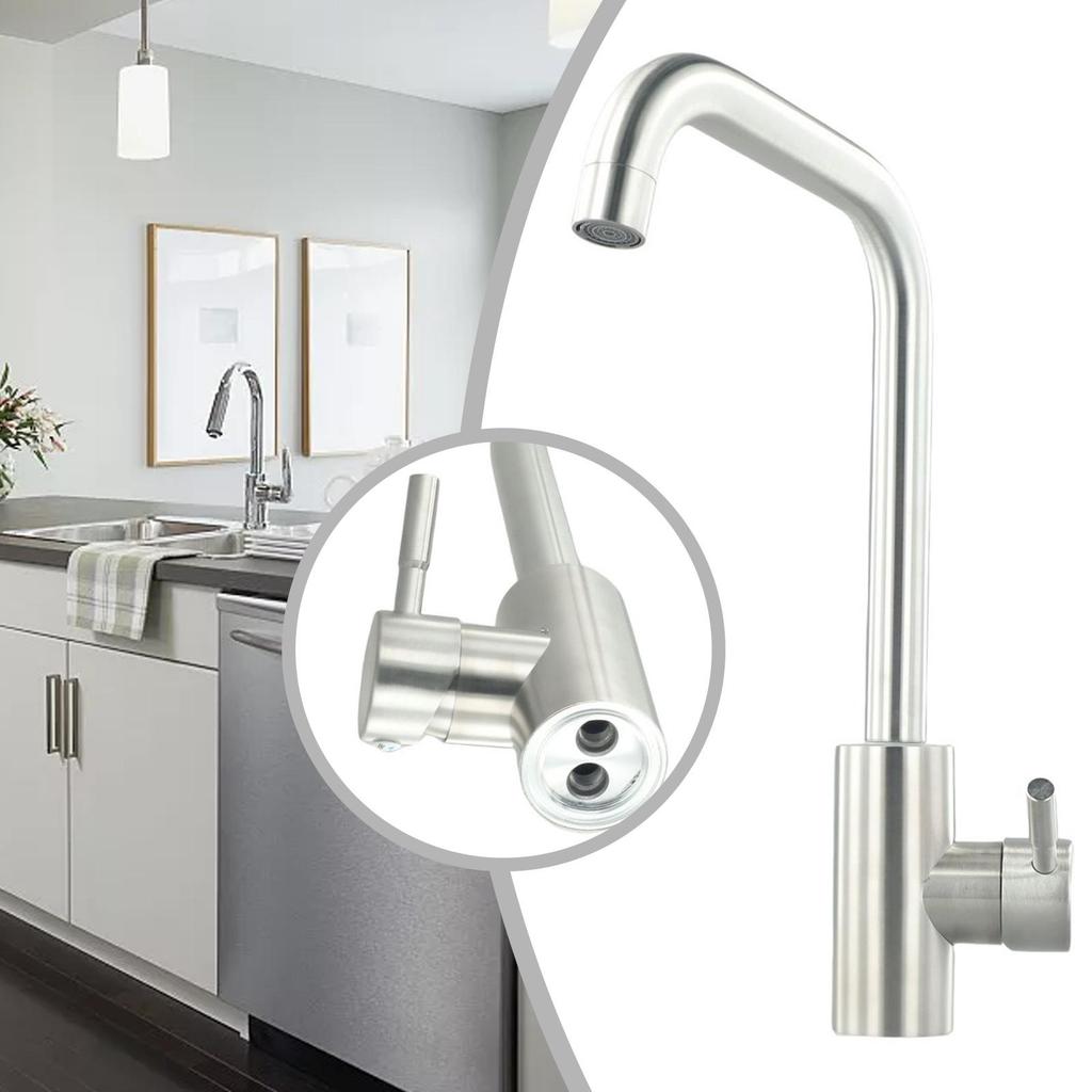 2 Holes Kitchen Faucet 304 Stainless Steel Ceramic Valve Brand New