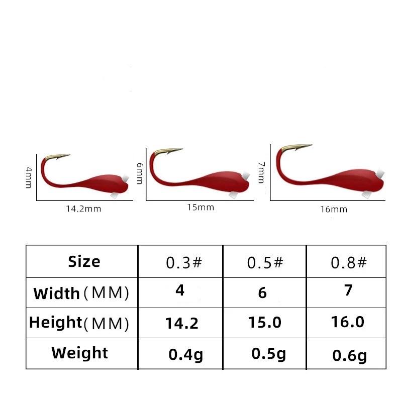 Зимняя подледная рыбалка 45° Красный перевернутый крючок с леской Имитация красных крючков для наживки дождевых червей Джиг-головка Рыболовный крючок Снасти для ловли карпа