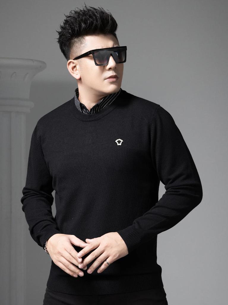 European Style Round Neck Knit Sweater for Men, Faux Two-Piece, 2025 Autumn and Winter New Long-Sleeve Warm Sweater for Men