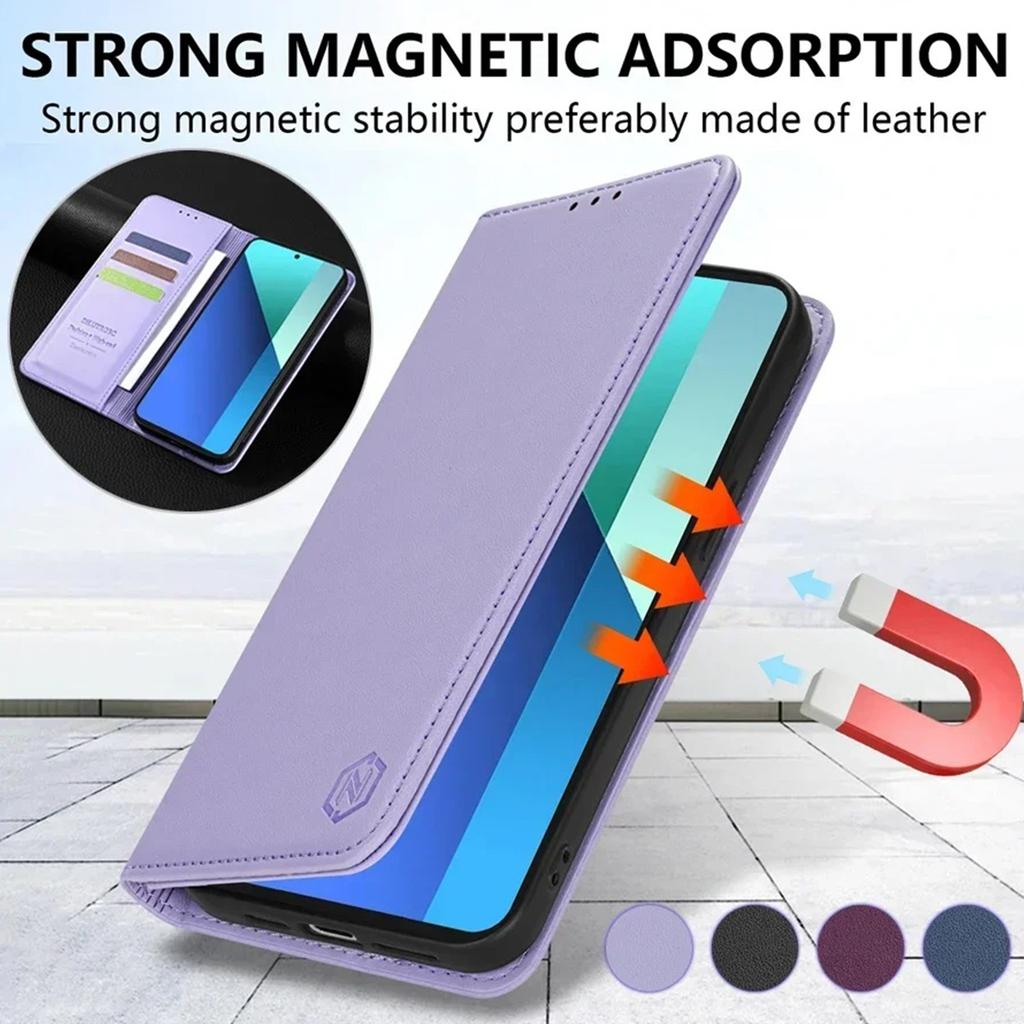 Магнитный слот для карт, кожаный чехол-книжка для Xiaomi Redmi Note 14 Pro 13 12 12S 11 11S 10 9 Pro 8 8T 7, кошелек, дружественный к коже, прочный
