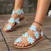 2025 Лето Новые Богемные Цветы Римские Сандалии Модные Пляжные Плоские Сандалии
