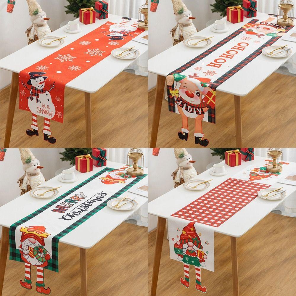 Мультяшная ткань Рождественская скатерть Рождественский орнамент Navidad Table Runner Многоразовый Рождественский флаг для стола Рождество