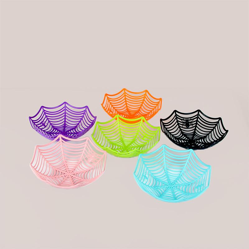 Halloween Black Candy Basket Spider Web Bowl Biscuit Packaging Fruit Plate Trick or Treat Decoration