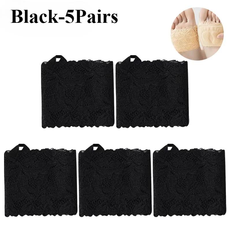Invisible Sandals for Women Lace Half Length Socks Non Slip Cotton Sole Forefoot Pads Sports Comfort Insoles Barefoot Ready