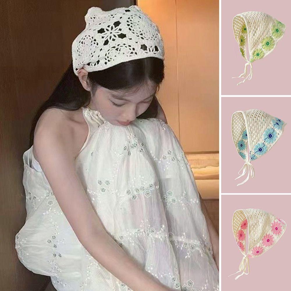 Cute Headscarf Japanese Retro Hollow Triangle Scarf Fashion Hair Accessories Women