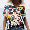 Women's T-shirt Abstract Art Face Print Girls Clothing 3D Oversized Classic Short Sleeve Tops Female Fashion Casual Streetwear