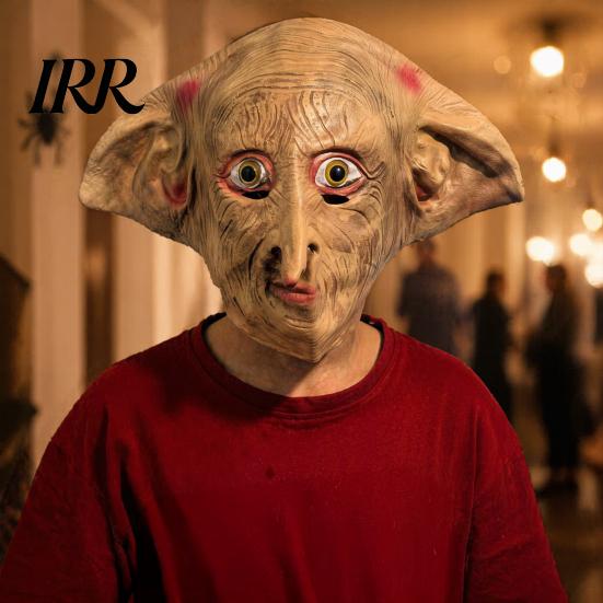 Realistic Latex Mask Halloween Elf Full Head Mask, Movie Character Cosplay Big Ear Masquerade for Costume Party Role Play Props