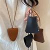 Leather Drawstring Key Bag Pendant Necklace with Glasses Holder