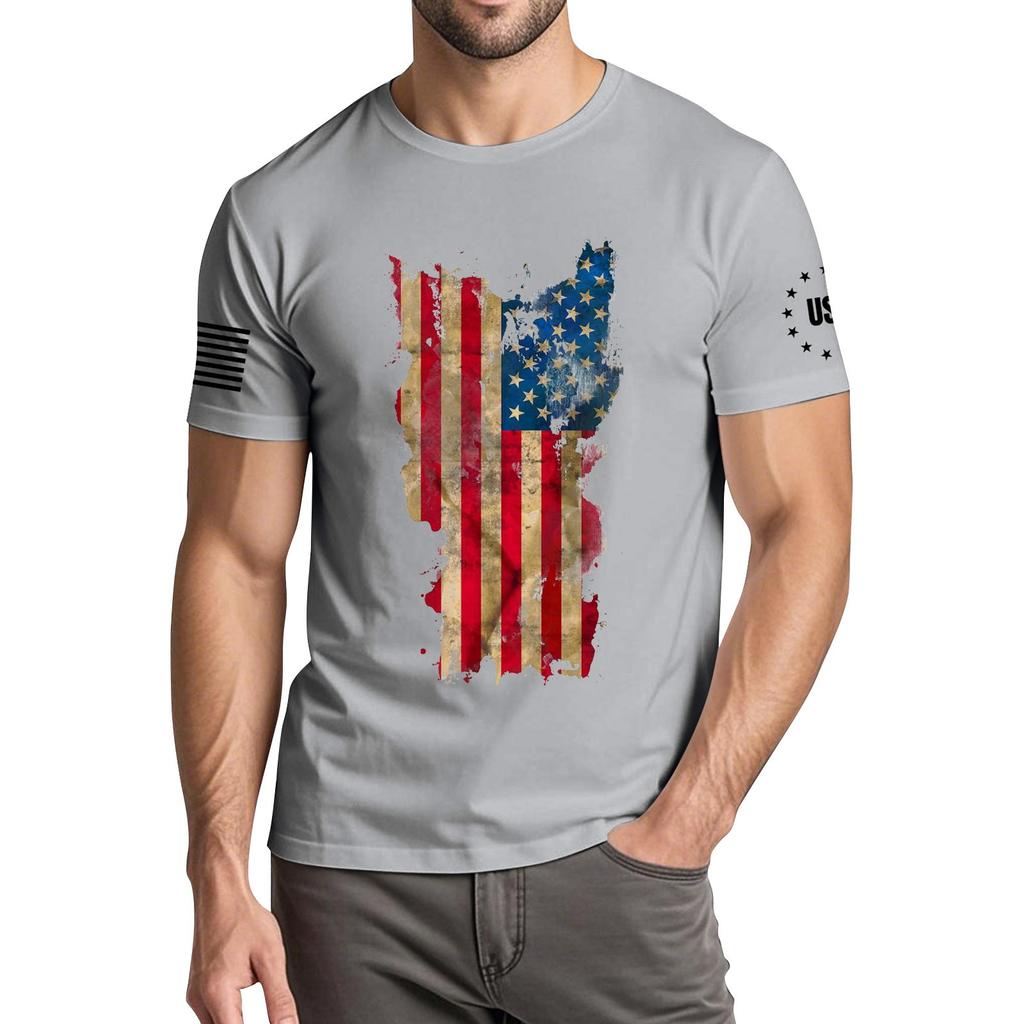 Мужская модная повседневная футболка с круглым вырезом и коротким рукавом с принтом «День независимости»