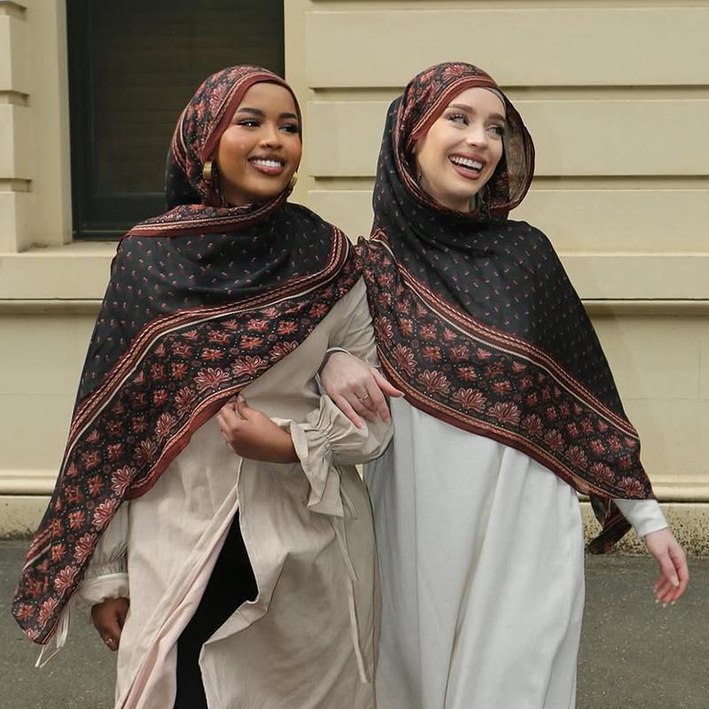 Роскошный Рамадан Новый Акварельный Принт Хиджаба Женский Бохо Мягкий Мусульманский Хиджаб Повязка на Голову Шарф Платок Головной Платок Исламский