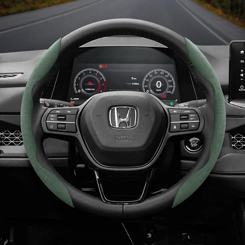 ZAG1 Suitable for Honda Anti-Slip Buckle Segmented Suede Steering Wheel Cover Suitable for Civic Fit 8Th Gen 8 City Accord 9 10 Vezel Freed Breeze 7  