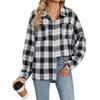 Женская модная широкая клетчатая куртка-рубашка с длинными рукавами и карманами на пуговицах