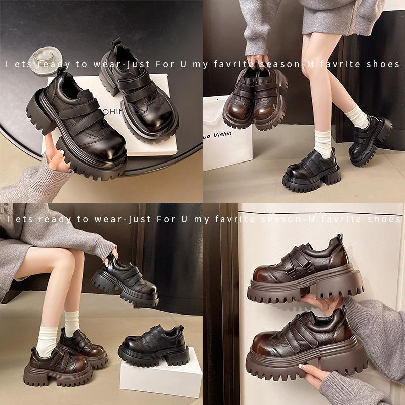 Европейская натуральная кожа платформа маффин маленькие кожаные туфли женские в британском стиле с круглым носком дерби маленькие увеличивающие рост лоферы одинарные туфли