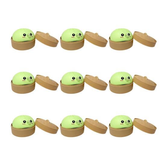 12Pcs Bubble Blowing Steamed Bun Cartoon Dumpling Sensory Toy with Steamer Pinch Fidget Toy Stress Relief