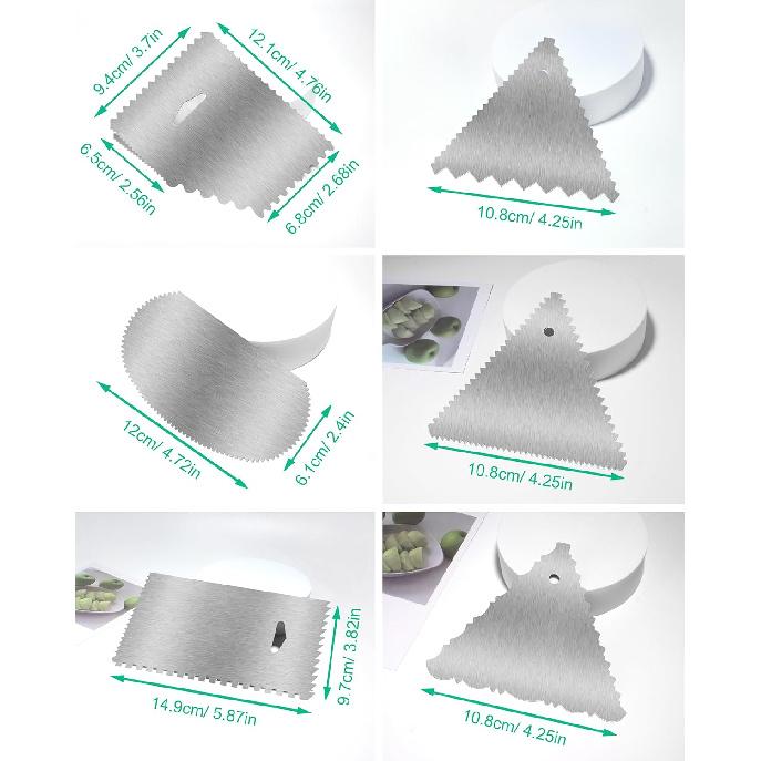 New 6pcs Cake Scraper 430 stainless Decorating Comb and Icing Smoother