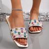 Fairy Style, Home Casual, Fashionable, Versatile, Rhinestone Sandals, Women's Summer Wears New Fashionable Flat Slippers