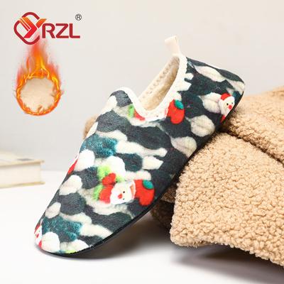 YRZL Туфли на плоской подошве с круглым носком для женщин, удобная мужская обувь, повседневная обувь для ходьбы, женская зимняя теплая обувь из плюша и хлопка на Рождество