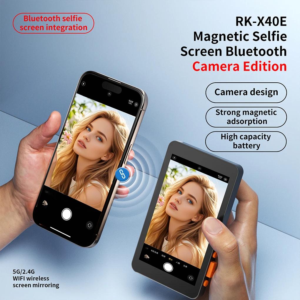 Selfie Monitor Screen with Bluetooth-compatible Remote Control Magnetic Clip Live Screen Sharing Adjustable Brightness Live Stream Selfie Monitor