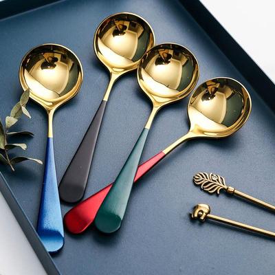 5 цветов Высокое качество 1 шт. Элегантные кофейные ложки Нержавеющая сталь Десертные ложки Кухонная утварь Модные круглые ложки