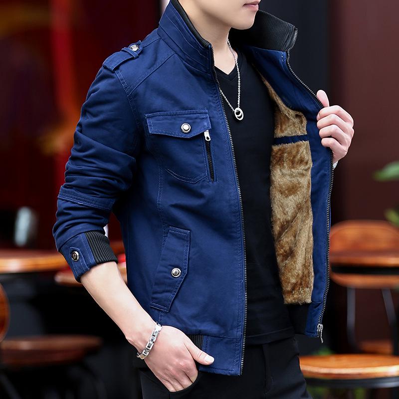 Men's Jacket Spring Korean Version Men's Coat Cotton Men's Stand-up Collar Tooling Jacket Youth Casual Men's Clothing