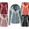 Casual Women Autumn Solid Color Long Sleeve Hoodie Pockets Zipper Sports Outwear Coat Hoodies Women Pocket Coat Sweatshirts Plus Size