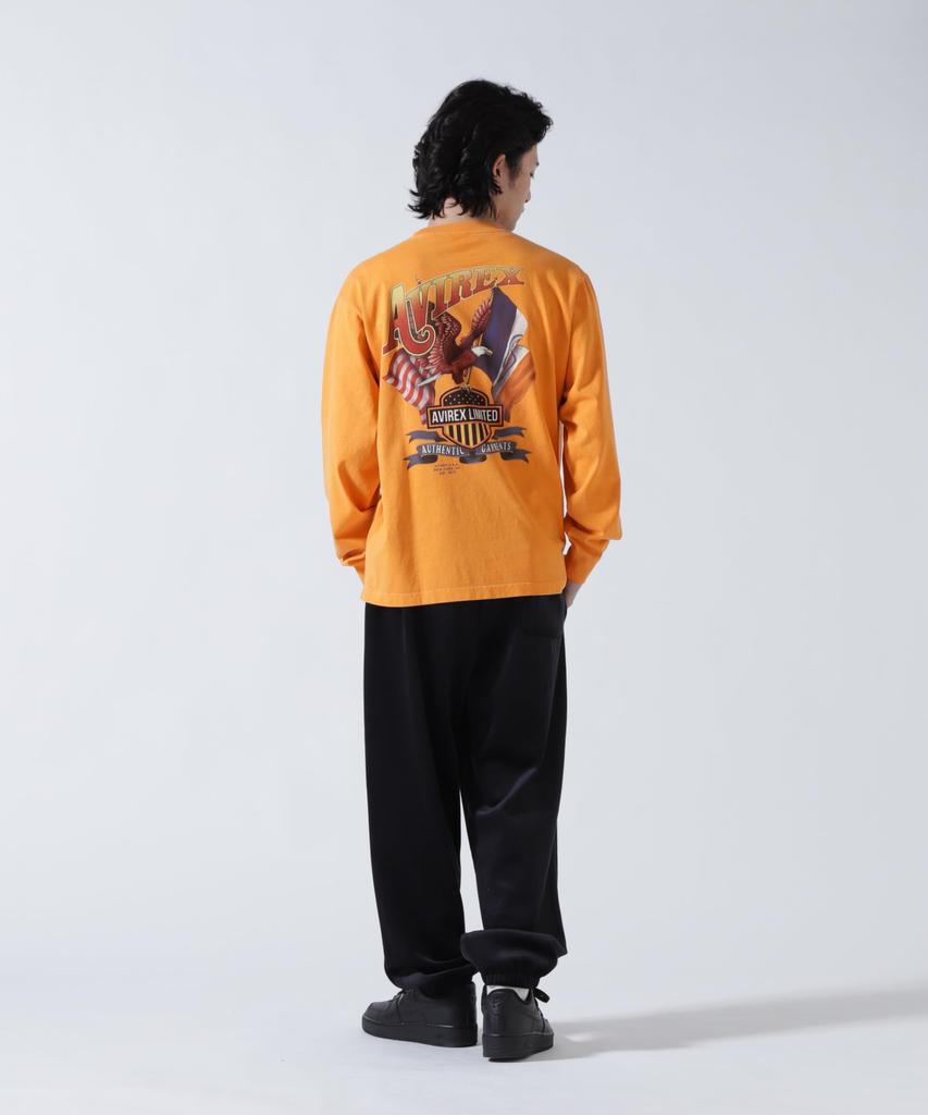 AVIREX EAGLE L/S T-SHIRT Men's 2XL Orange 783-6130003