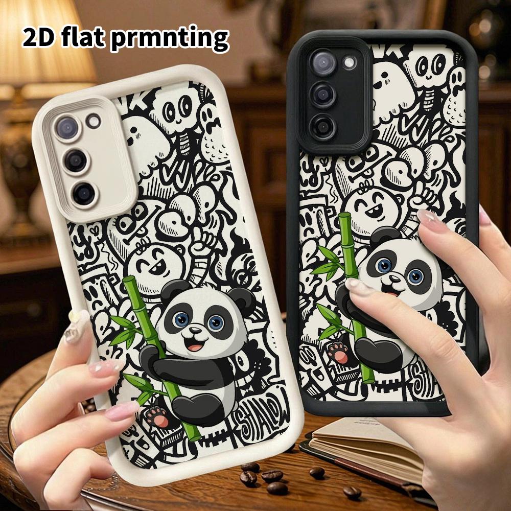 Phone Case: 2D Flat Samsung Galaxy A34 A35 M05 M06 S20 S22 S21 FE Plus 5G Protective Case, Hugging Bamboo Panda, Christmas and Halloween Gift