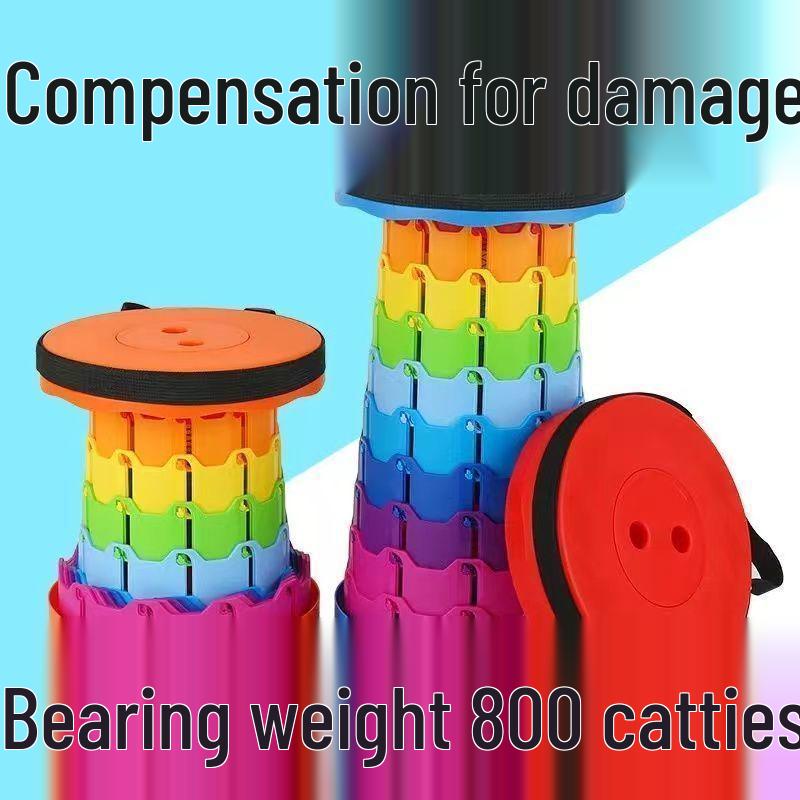 Compact Telescopic Folding Stool for Outdoor, Travel, Balcony, and Fishing - Portable and Adjustable.